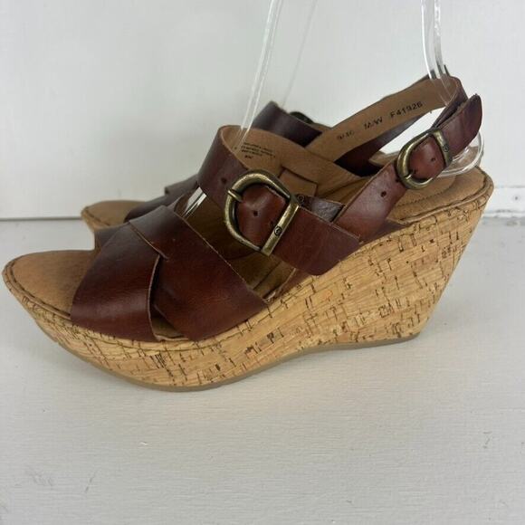 Born Sandals Womens Size 9 40 Emmy Quarter Brown Leather Wedge Platform Shoe - Picture 9 of 11